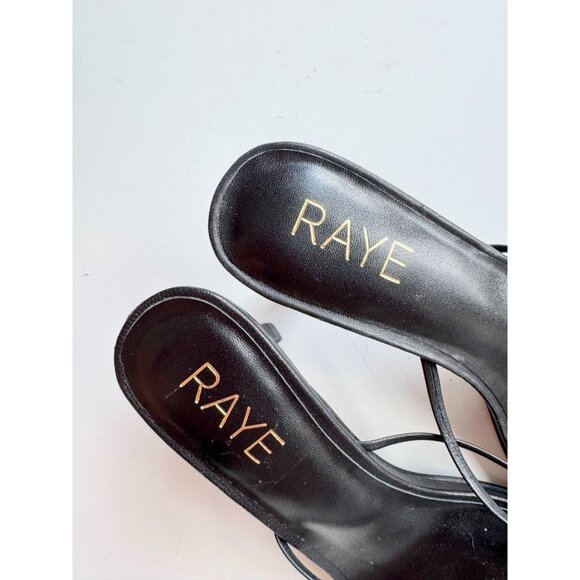 NWOB RAYE Kimme Black Leather Thong Stiletto Heel Sandals, Size 5.5 - Picture 3 of 11